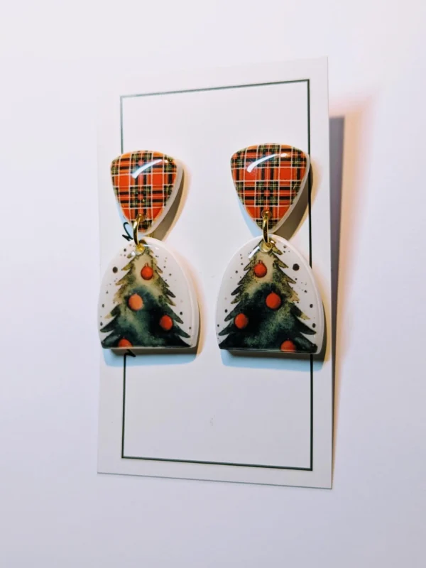 Earrings with Christmas trees